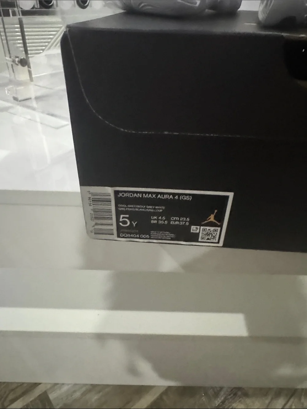 Jordan Youth Glossy Grey and White Retro Basketball Sneakers